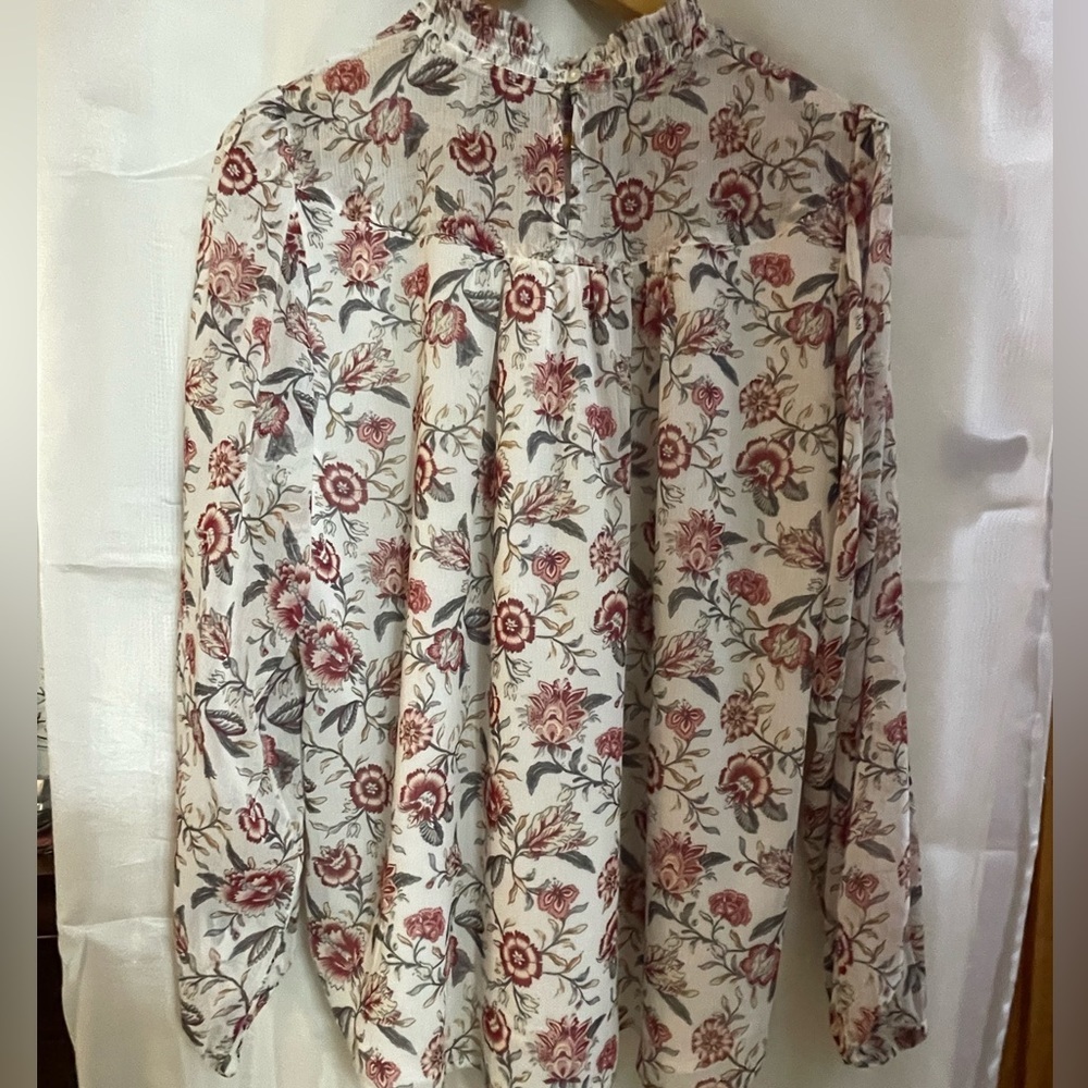 LOFT Floral Print Bodysuit - Red and Cream - Picture 2 of 6